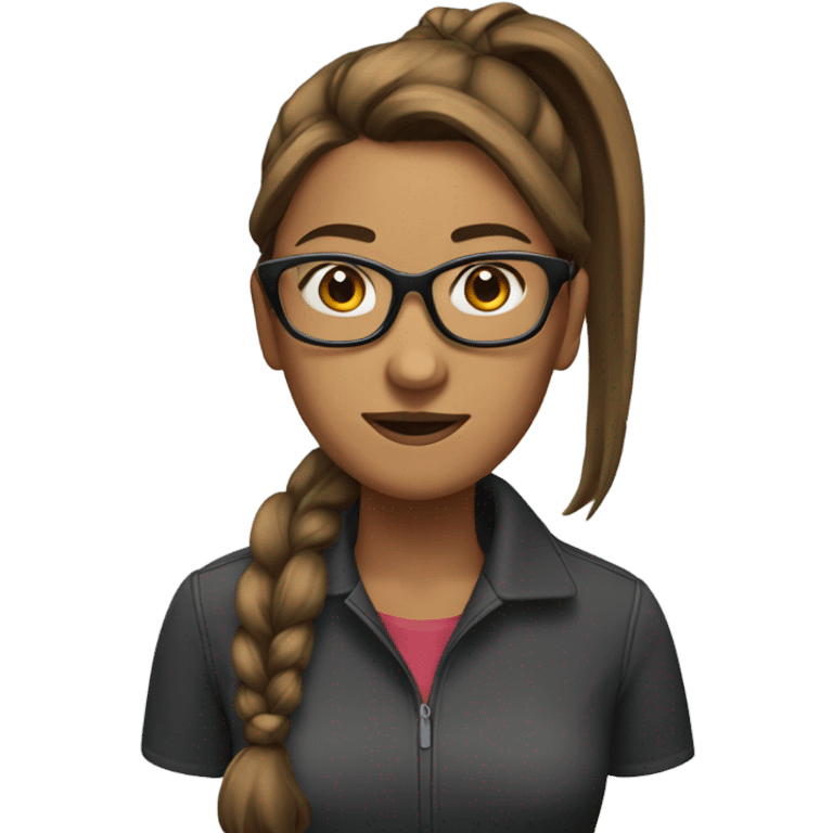 woman with brown ponytail wearing glasses emoji