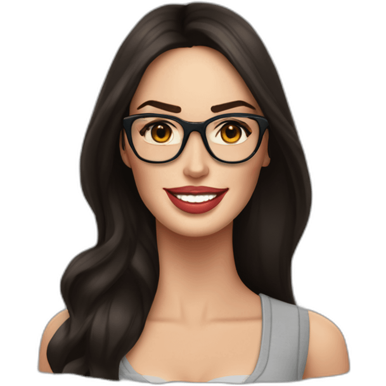 Megan Fox sonriente con lentes y dedo pulgar arriba emoji