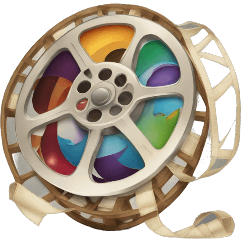 Create an emoji of a Film Reel that captures the essence of cinema. It should be vibrant, visually appealing, 
and embody the spirit of filmmaking. Include details that make it recognizable 
and engaging for movie lovers.
 emoji