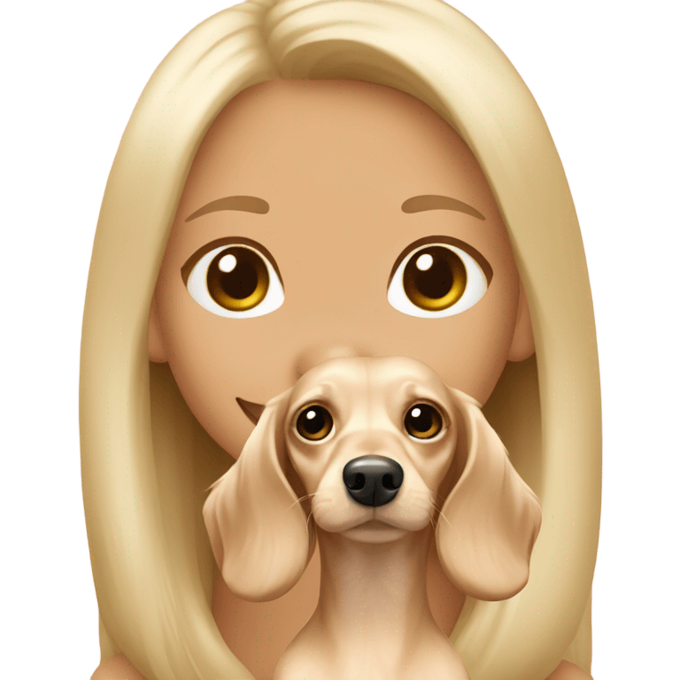 Cream longhair dachshund with girl emoji