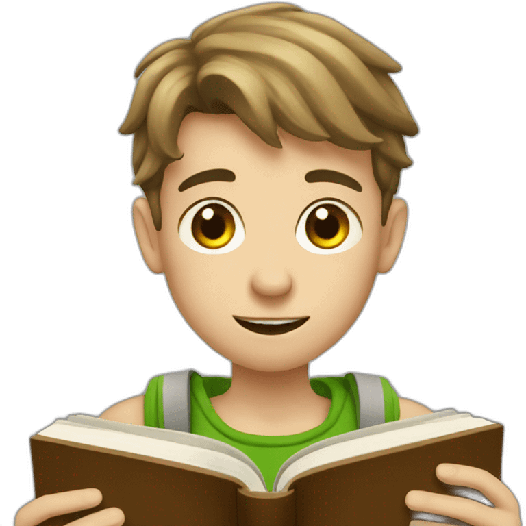 european boy reads a book emoji