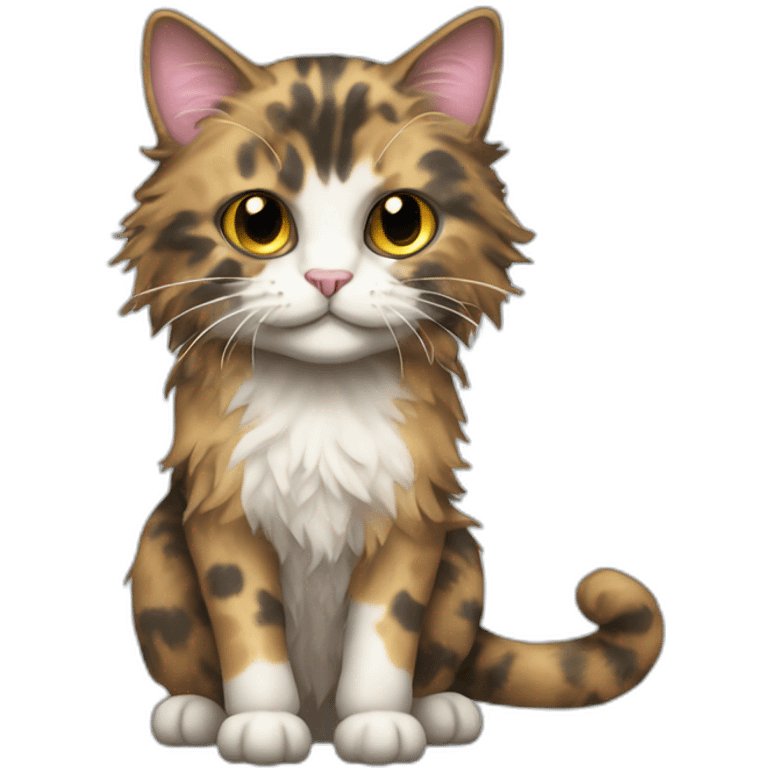 Mottled coloured cat long hair with 3 legs emoji