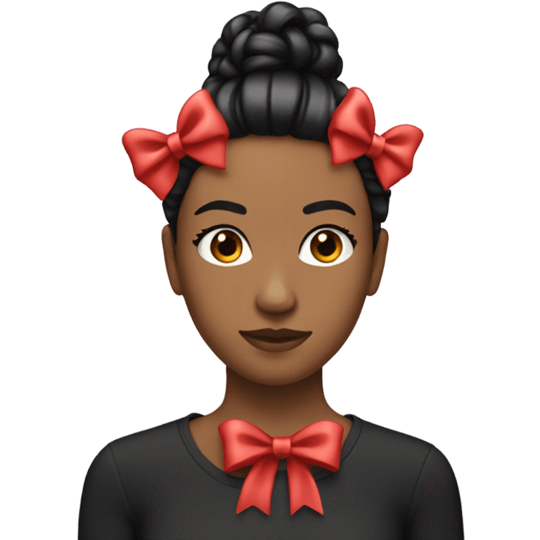 black open hair from behind with a light red bow emoji