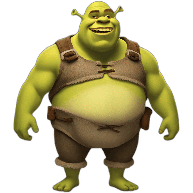 Shrek with big belly with kid inside of it emoji