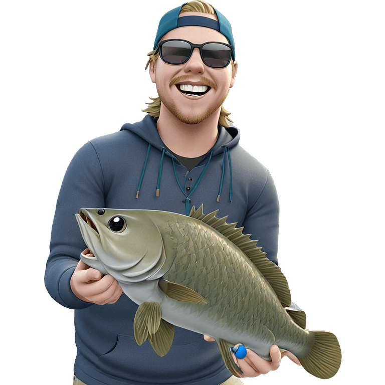 fishing with a big smile emoji