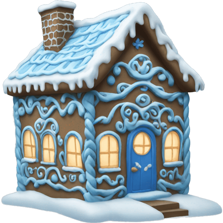 blue gingerbread house emoji