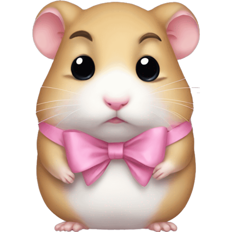 Sad hamster meme with pink bow emoji