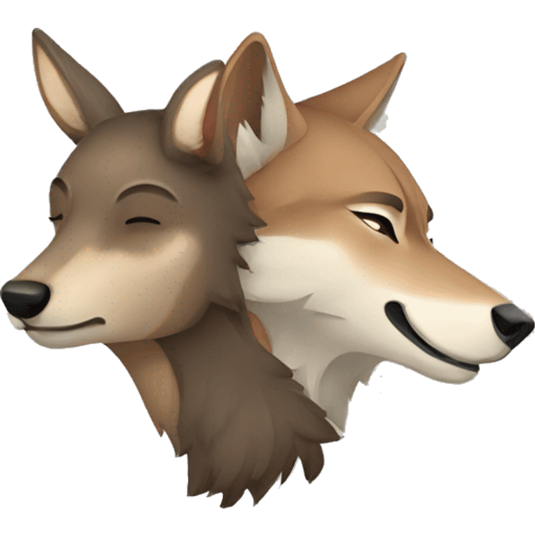 A deer and a wolf sleeping emoji