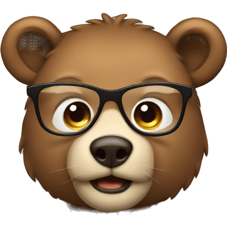 brown bear cub with glasses emoji