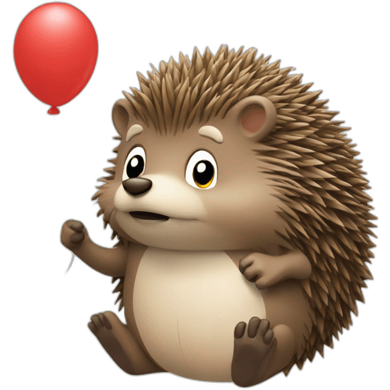 Worries hedgehog holding balloon emoji