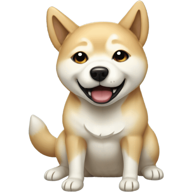 Cream Shiba crying in the rain emoji