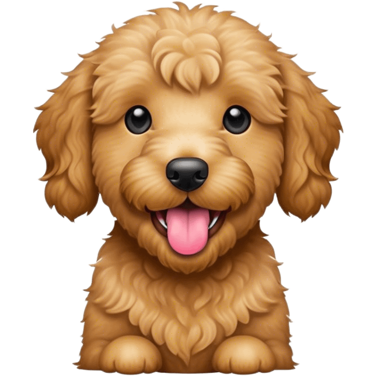 Golden doodle with tongue out emoji