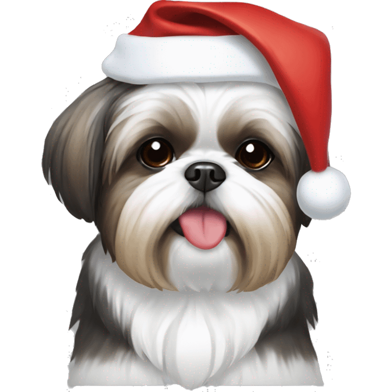 Shihtzu with a Santa Hat on emoji