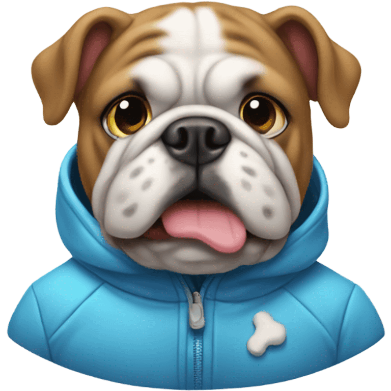 Bulldog wearing a snowsuit emoji