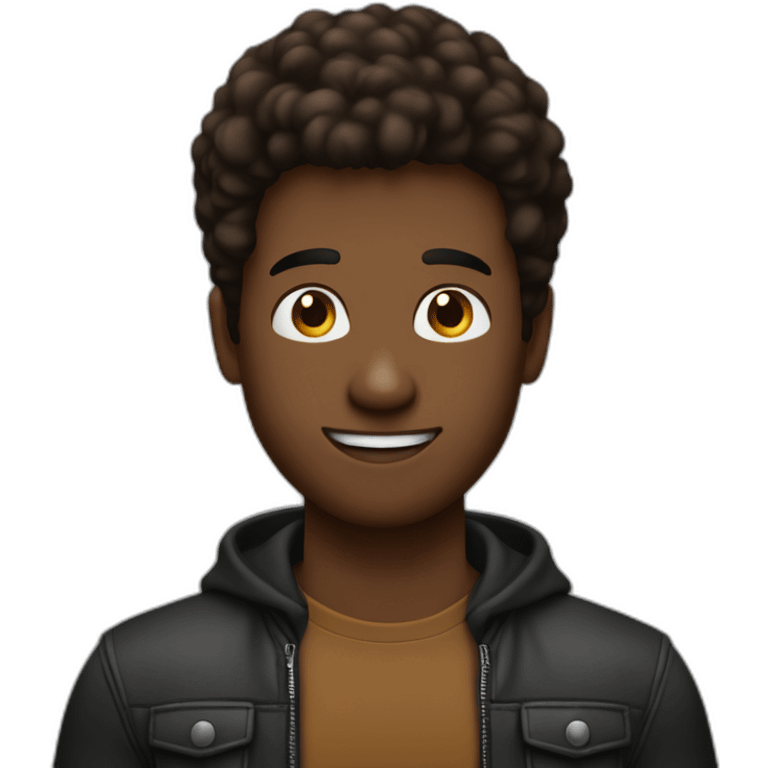 joven hombre color marron pelo negro con un iphone en la mano emoji