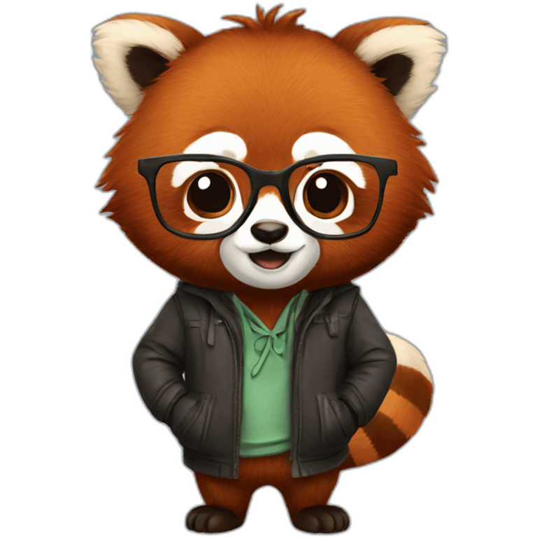 Nerdy red panda emoji