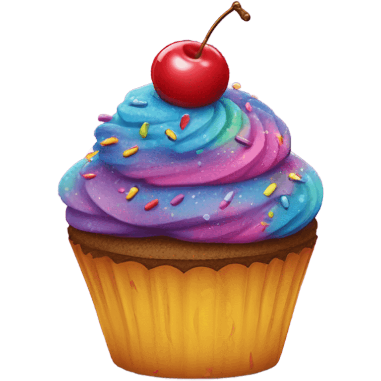 Rainbow cupcake emoji