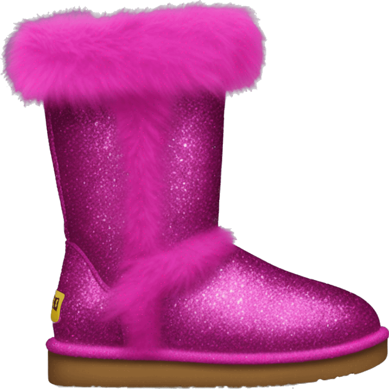 Realistic magenta glitter and fur Ugg boots. emoji