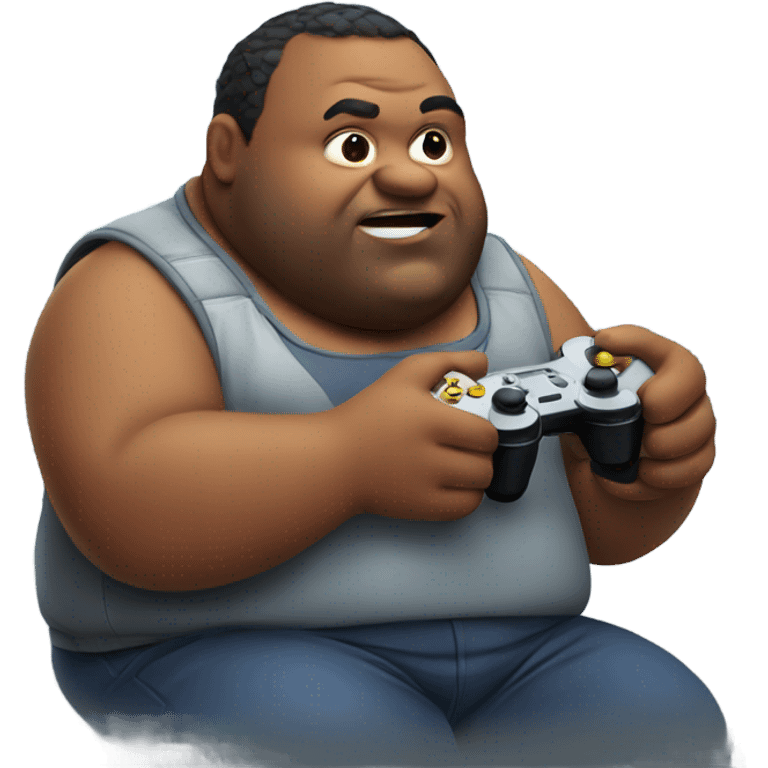 Fat man playing video games emoji