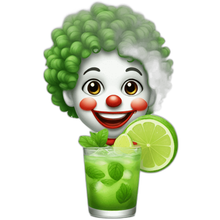 baby clown with curly hair drinking mojito emoji