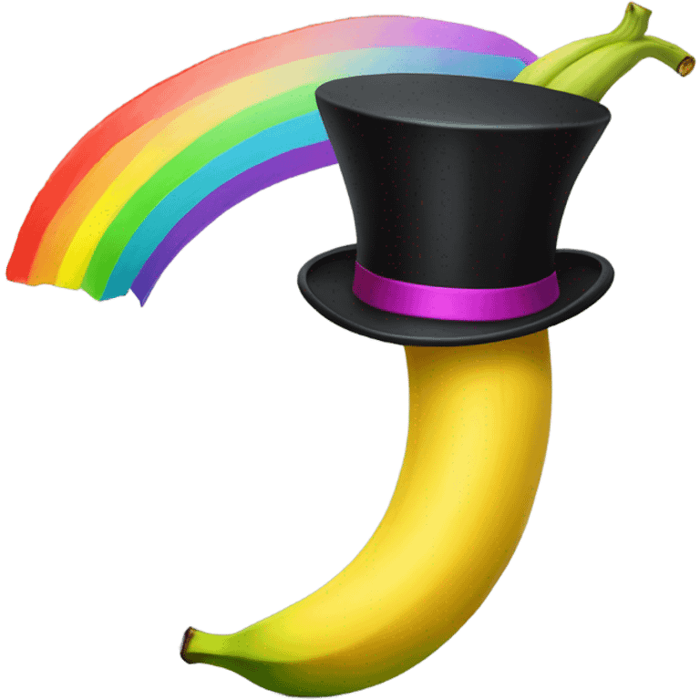 Rainbow banana wearing top hat emoji