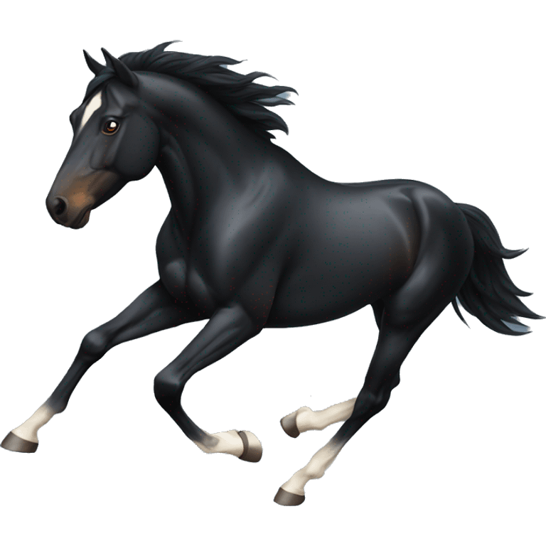 Running black horse  emoji