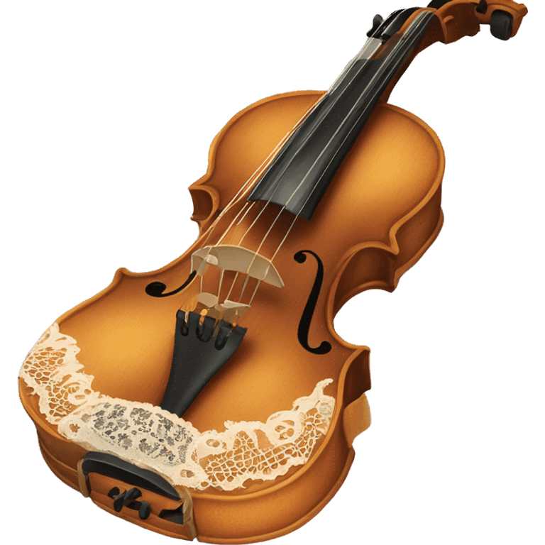 Rococo violin with lace bow emoji