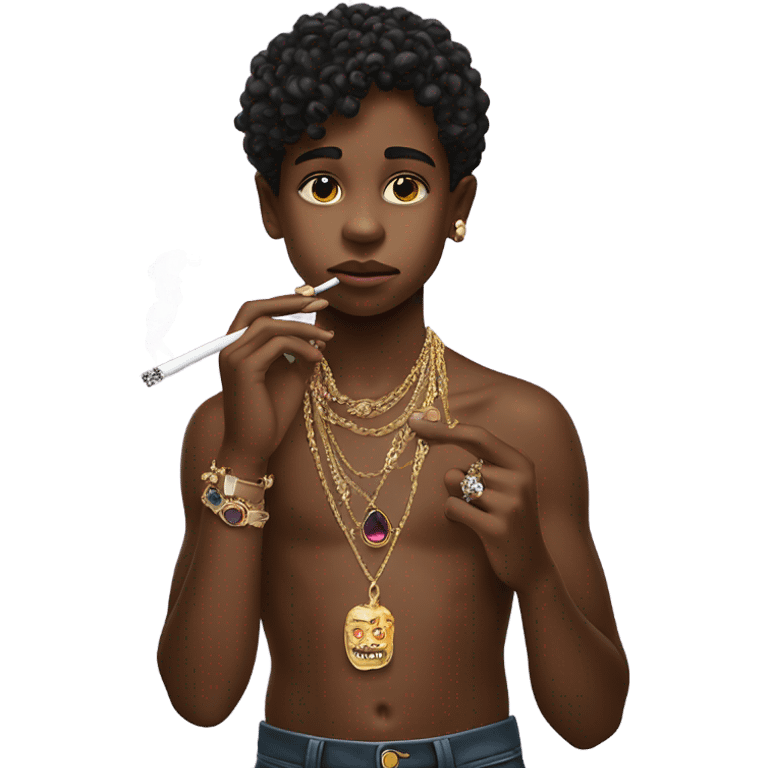 smoking boy with jewelry emoji