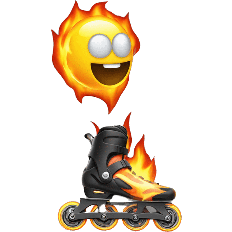 Rollerblade in line with wheels on fire emoji