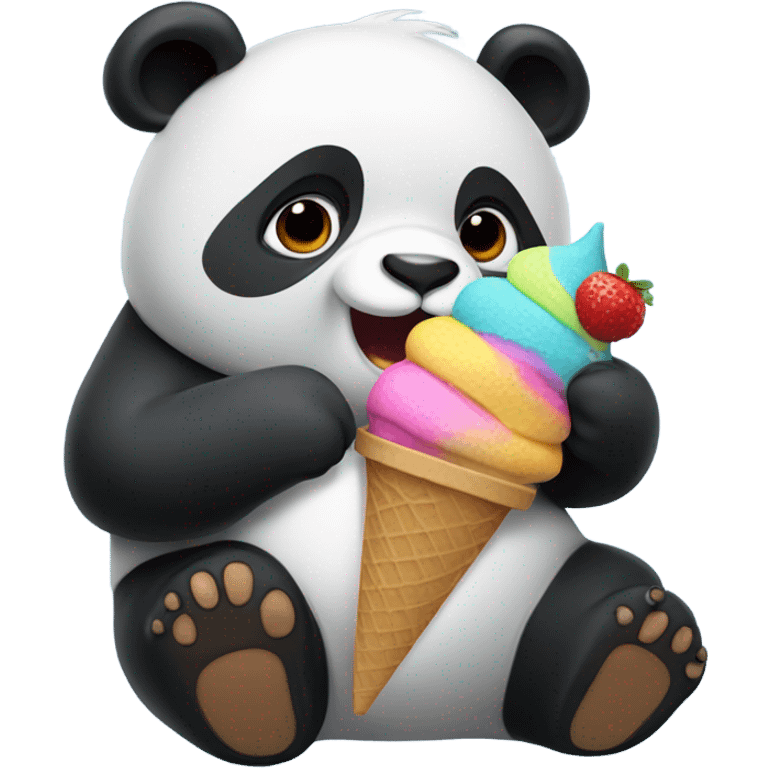 Panda eating ice cream emoji