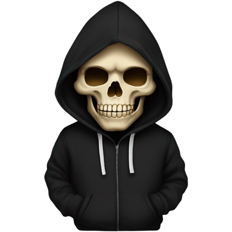 Skull in black hoodie emoji