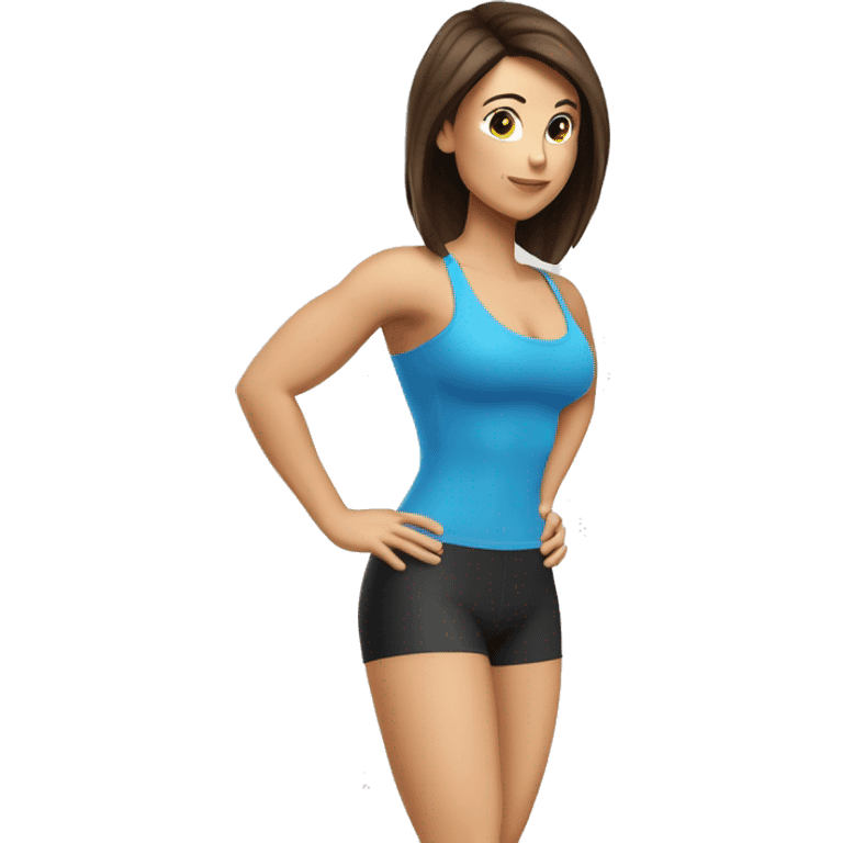 Woman glute muscles, fit Caucasian woman, brunette emoji