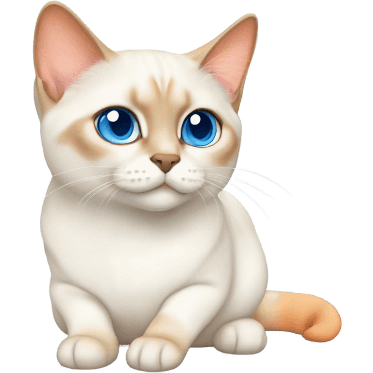 chubby flame point Siamese, white fur with orange accents and blue eyes  emoji