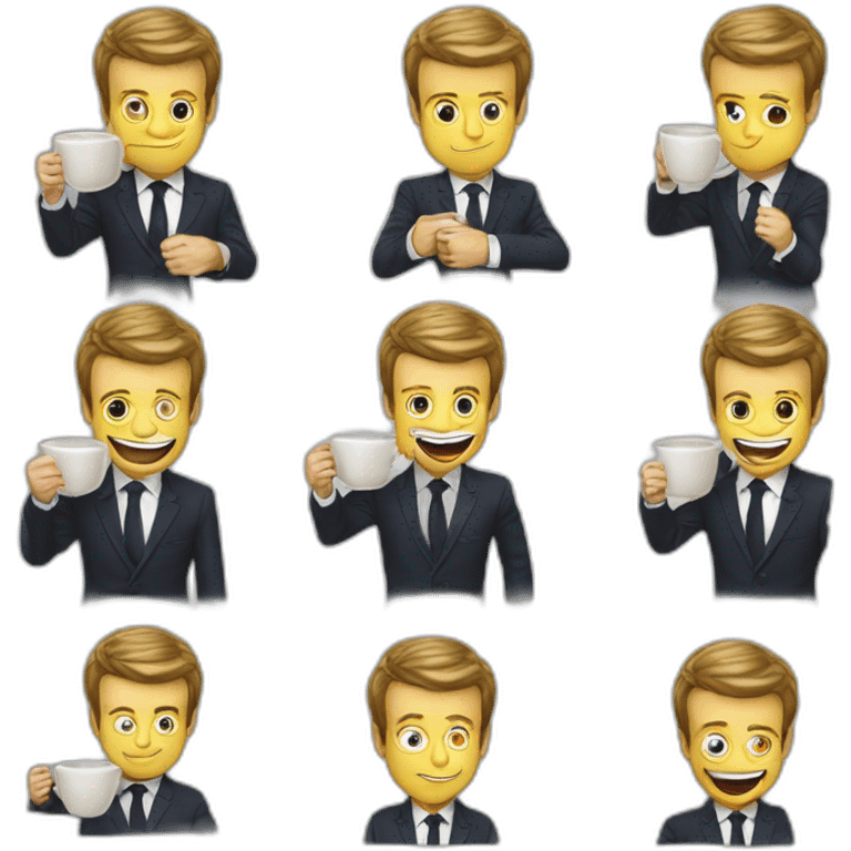 Emmanuel Macron dans uhehehrjfhfjne tasse de thé emoji