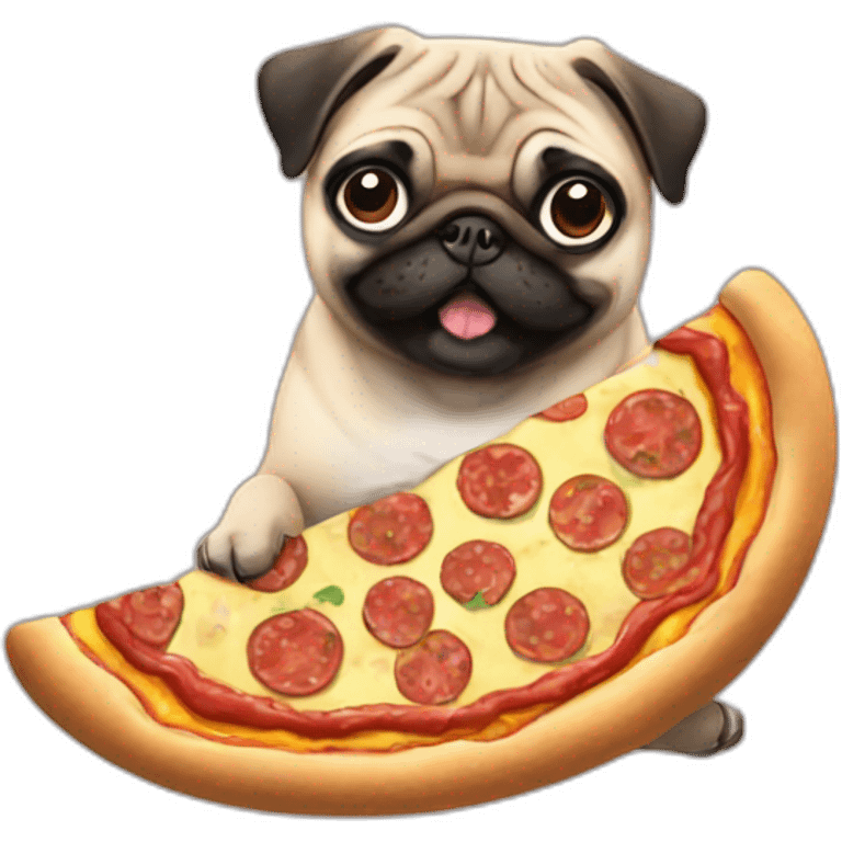 Pug eating pizza emoji