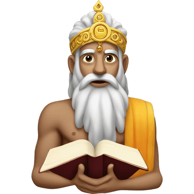 Lord Brahma with a halo, holding a scroll or book emoji