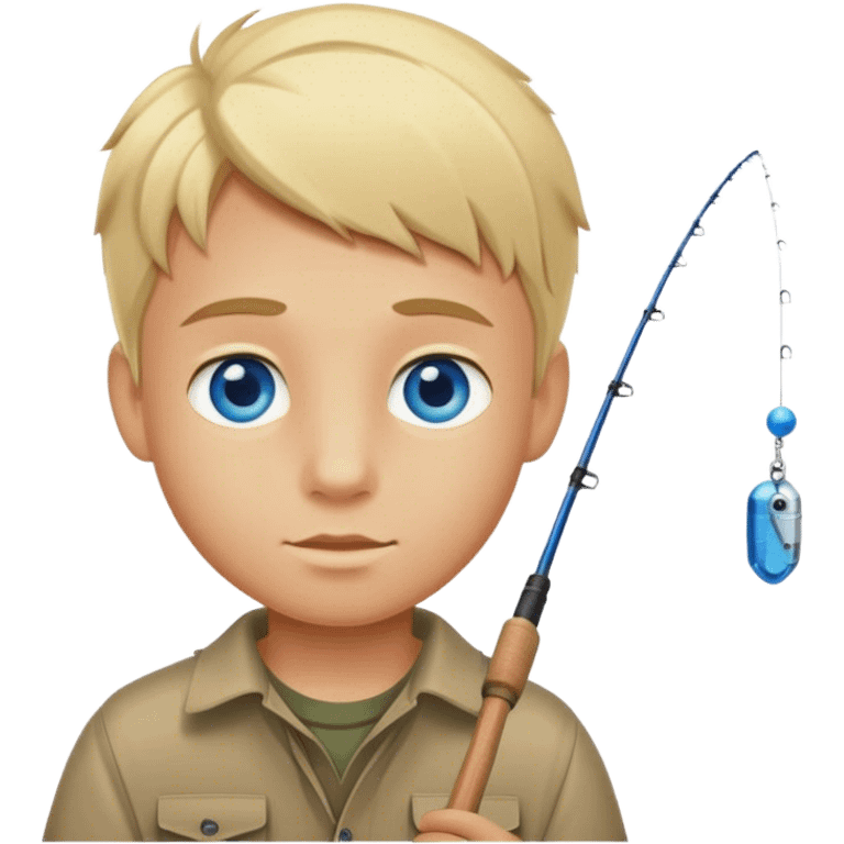 blonde boy with blue eyes fishing emoji