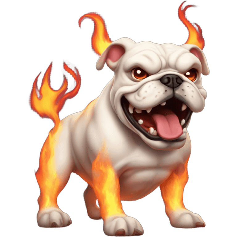 Demon bulldog on fire no legs emoji