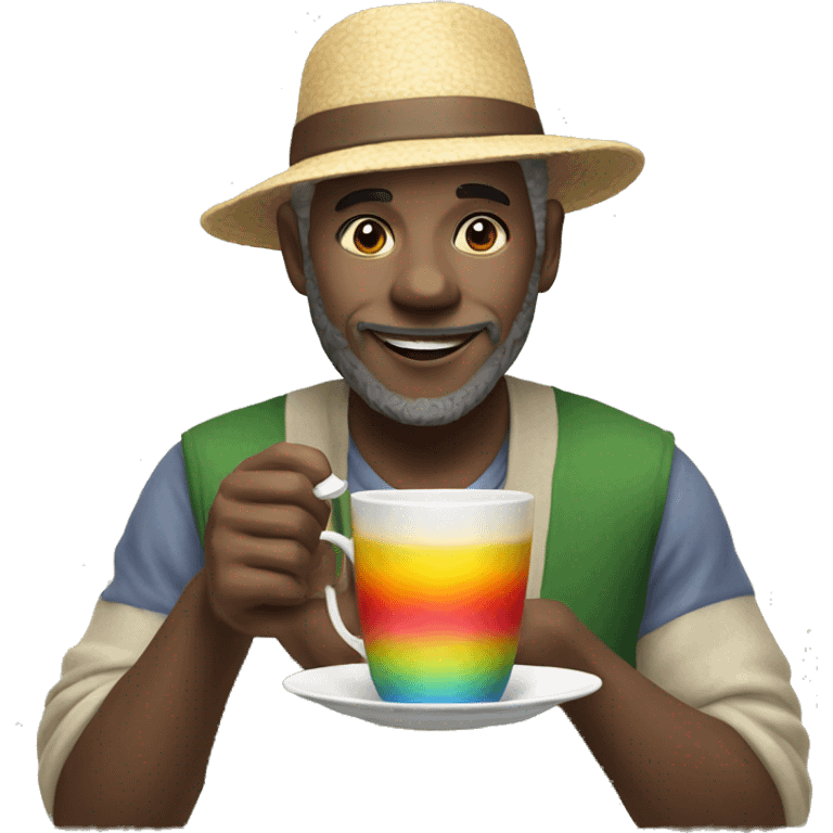 Rainbow tea drinker emoji