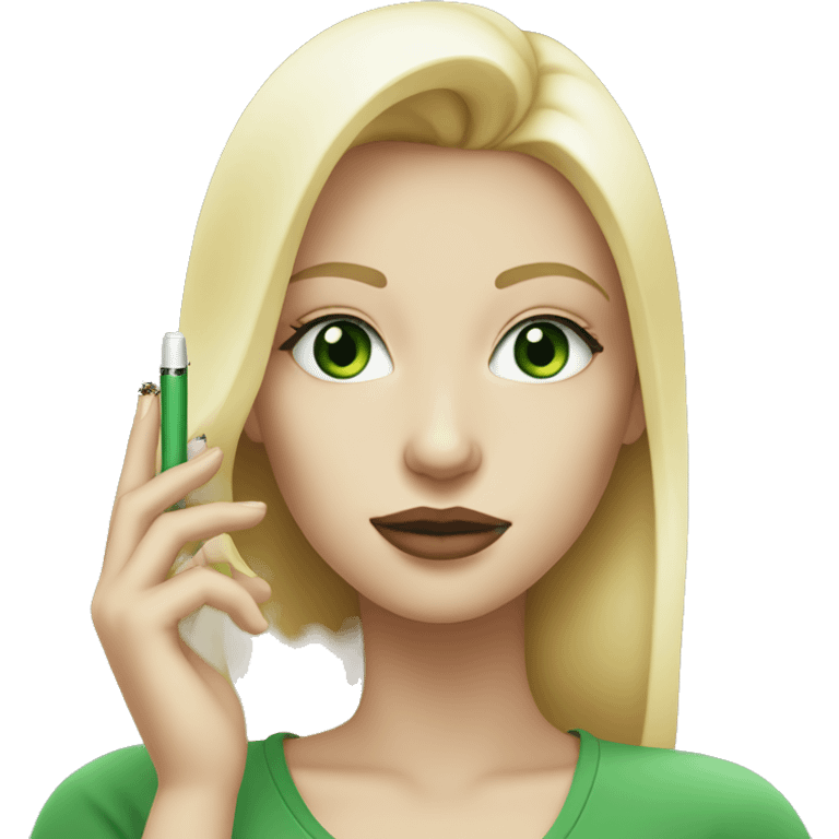 blonde girl with green eyes smoking iqos  emoji