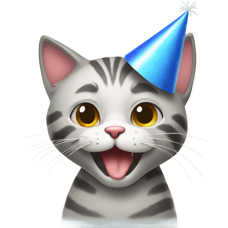 Cat celebrating with party hat emoji