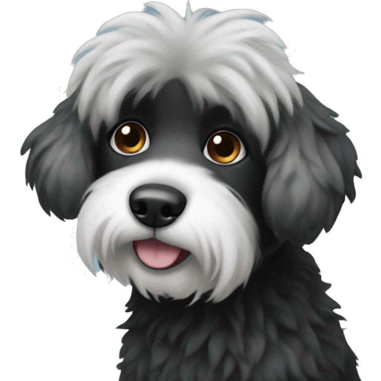 Black fluffy dog with white beard emoji