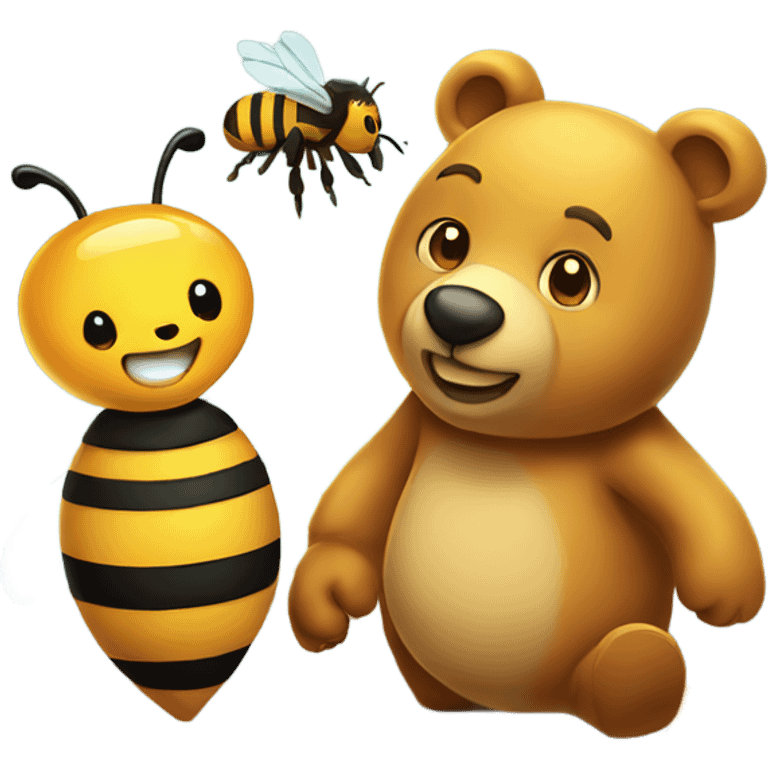 honey bear and one bee  emoji