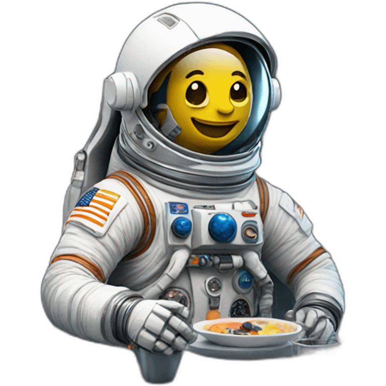 Astronaut enjoying breakfast in space emoji