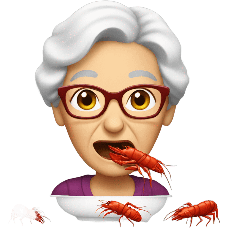 Grandma eating crawfish emoji