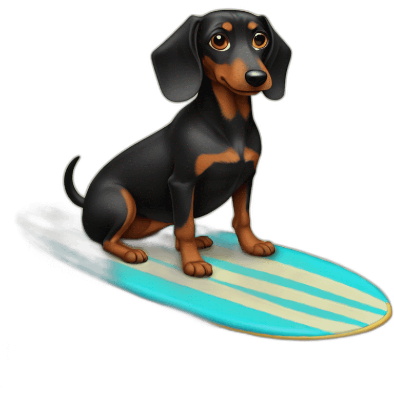 Black teckel on a surfboard emoji