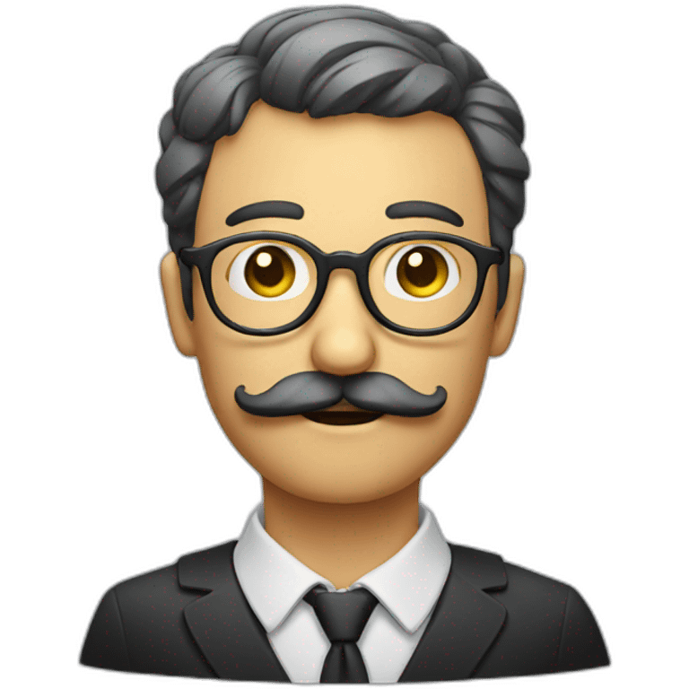 glasses and mustache man with a judging look face emoji