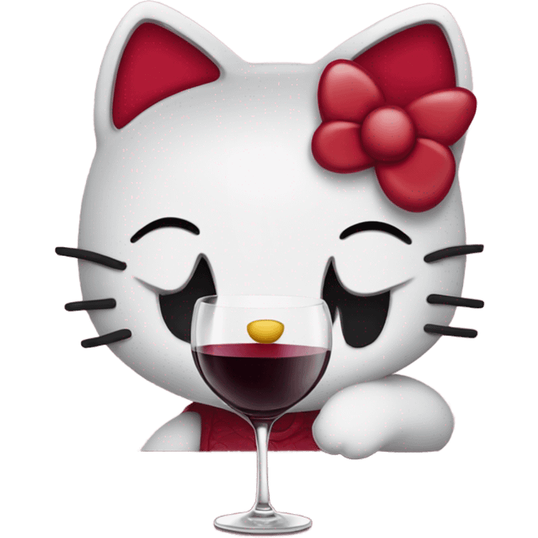 Hello Kitty drinking red wine emoji