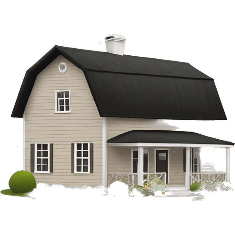 ￼ taupe colored farm house with black trim ￼ ￼ emoji