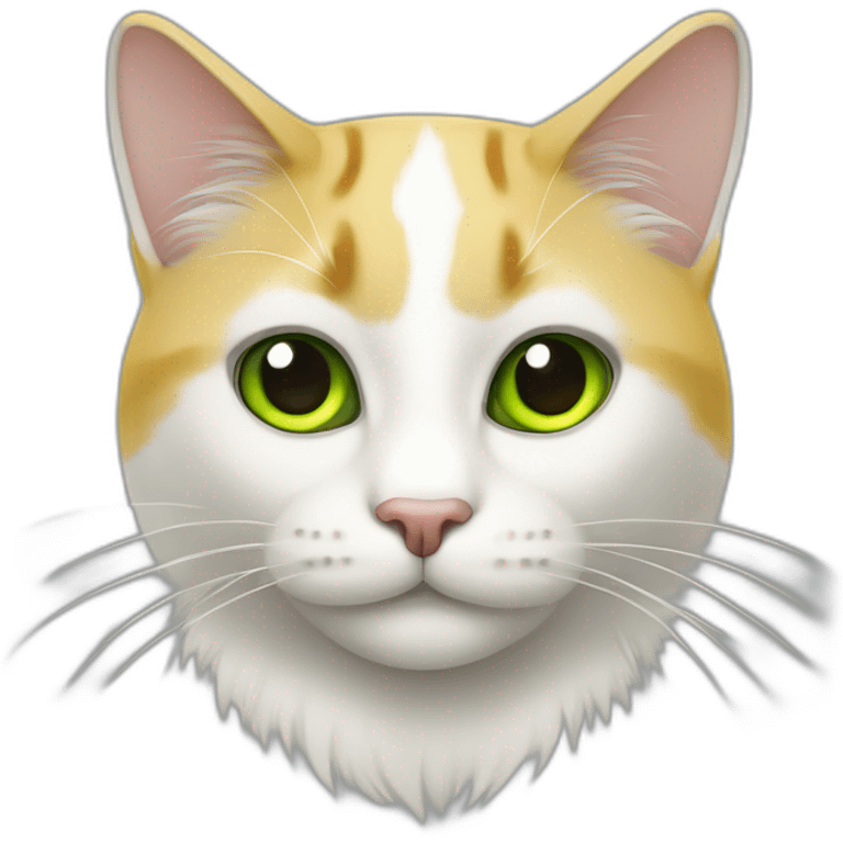 Gato blanco con un ojo verte y el otro amarillo emoji